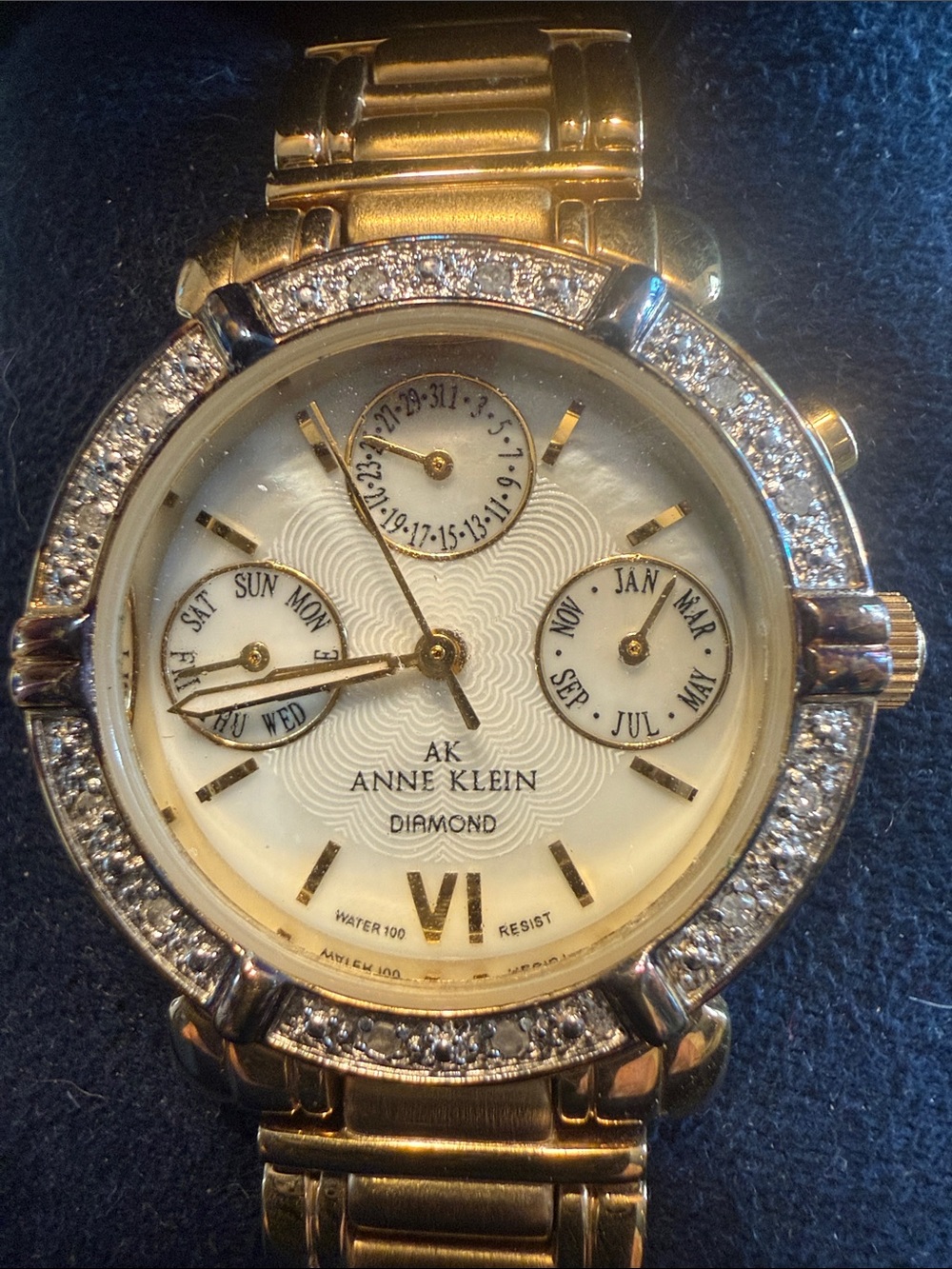 Anne Klein Gold-Tone Diamond Accent Women's Watch with Ivory Dial